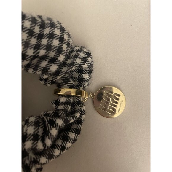 Miu Miu Houndstooth Scrunchie With Gold-Tone Charm - Picture 3 of 4
